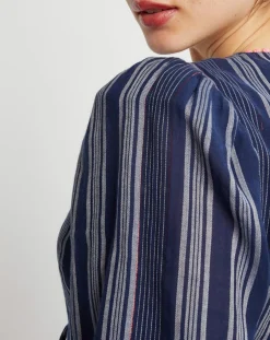 Manoush Tops Et Blouses|Blouse cache-coeur Ibiza à rayures marine