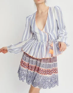 Manoush Tops Et Blouses|Blouse cache-coeur Ibiza écru/bleu