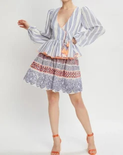 Manoush Tops Et Blouses|Blouse cache-coeur Ibiza écru/bleu