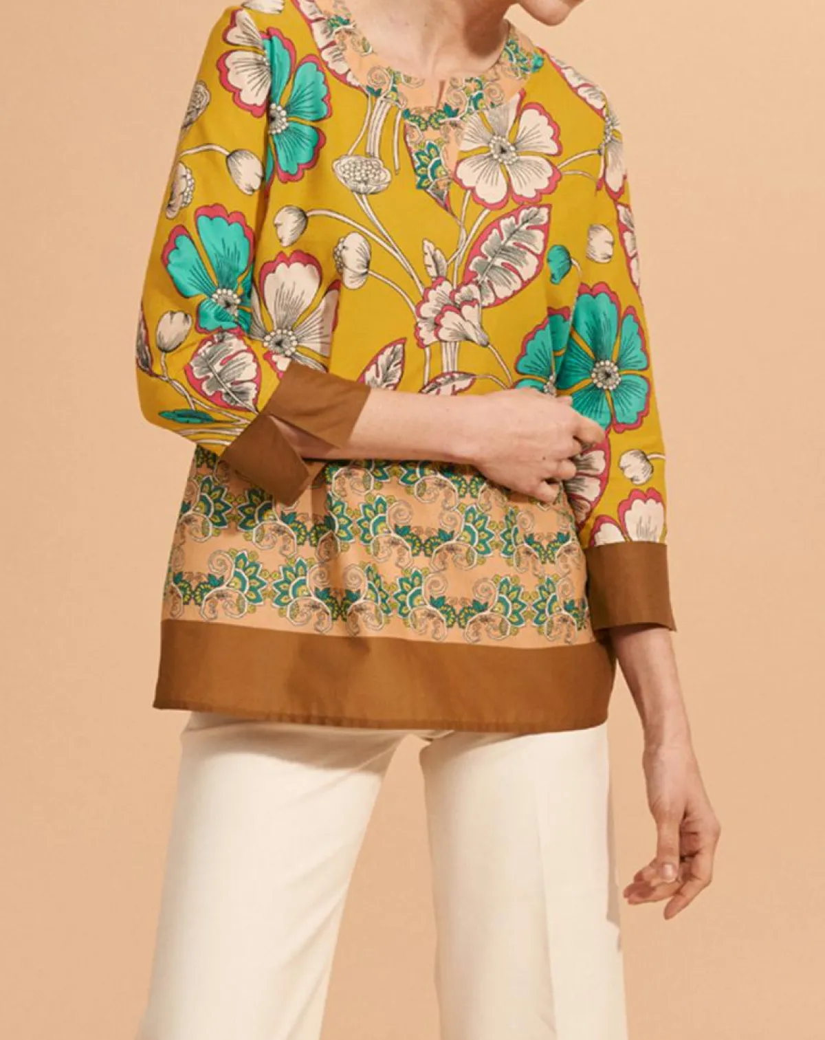 Devernois Tops Et Blouses|Blouse Calcuta en Coton imprimée jaune