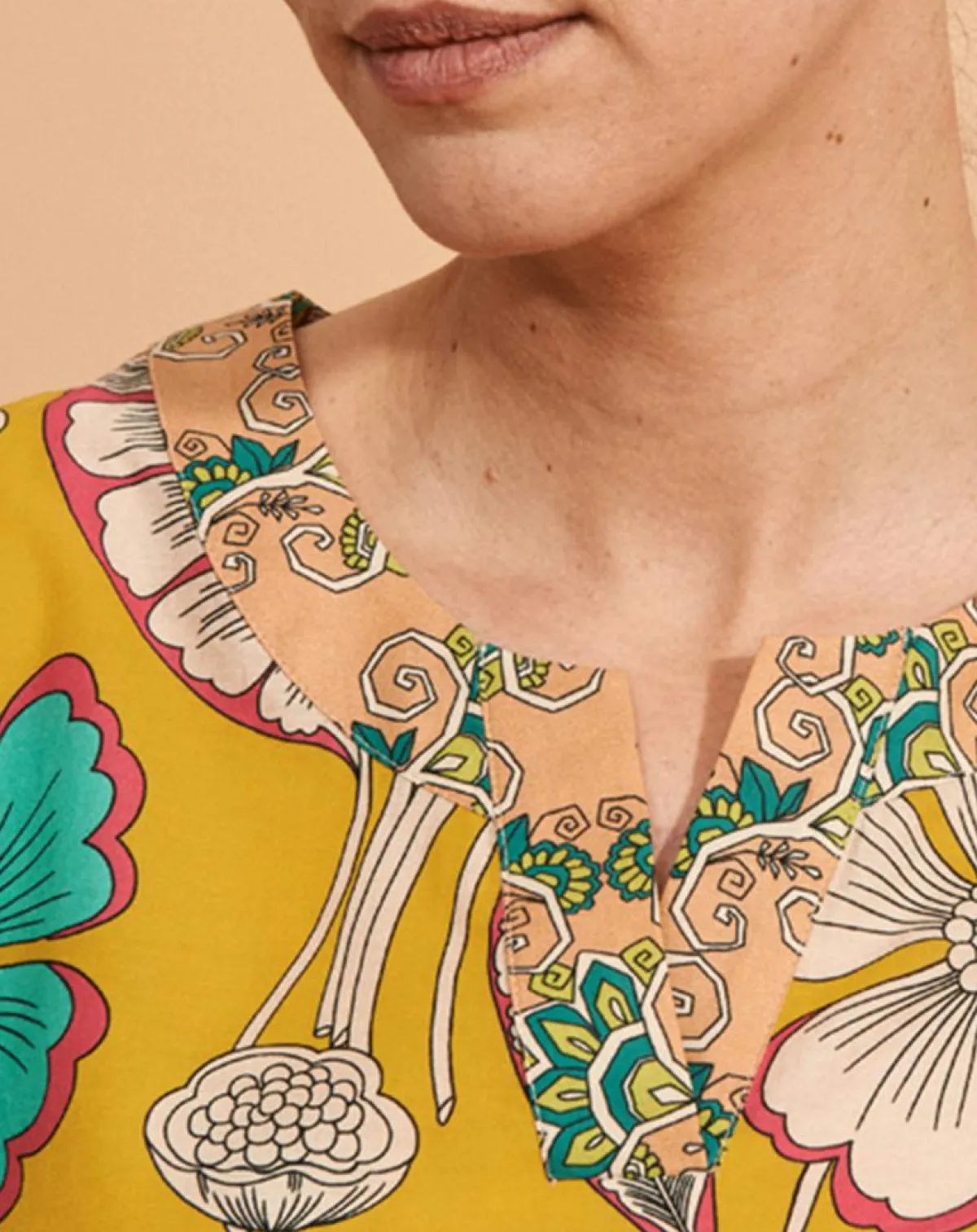 Devernois Tops Et Blouses|Blouse Calcuta en Coton imprimée jaune