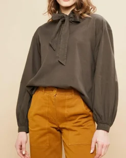 Hartford Tops Et Blouses|Blouse Charline fines rayures kaki