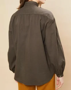 Hartford Tops Et Blouses|Blouse Charline fines rayures kaki