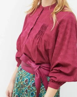 Caroll Tops Et Blouses|Blouse Célestine à borderies beaujolais