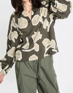 Marc O'Polo Tops Et Blouses|Blouse Col Mao Motif Coton Bio multicolore