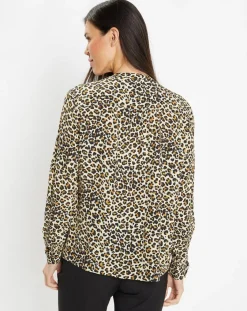 Galeries Lafayette Tops Et Blouses|Blouse col officier imprimé léopard noire