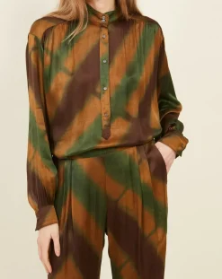 Hartford Tops Et Blouses|Blouse Cook vert/doré/marron