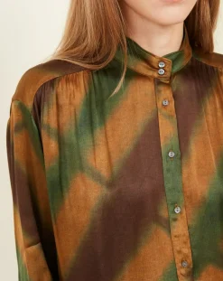 Hartford Tops Et Blouses|Blouse Cook vert/doré/marron