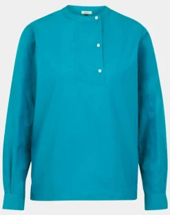 Galeries Lafayette Tops Et Blouses|Blouse droite en Coton Genoise bleu moyen