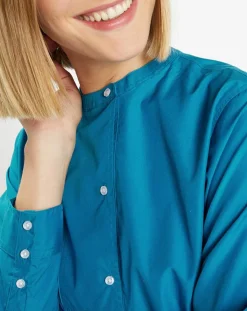 Galeries Lafayette Tops Et Blouses|Blouse droite en Coton Genoise bleu moyen