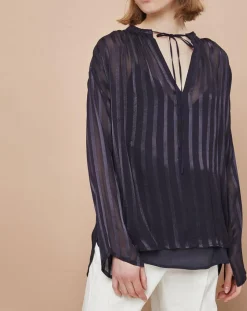 Mare di Latte Tops Et Blouses|Blouse Elene à rayures encre
