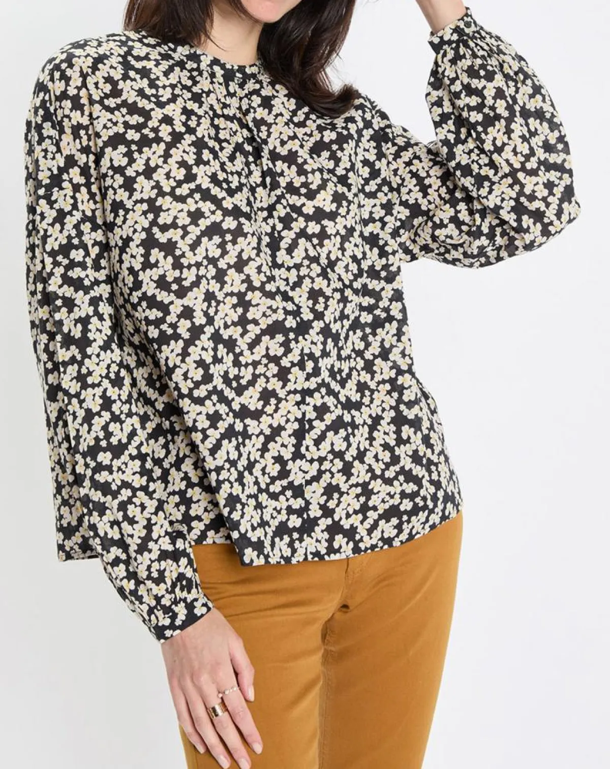 Marc O'Polo Tops Et Blouses|Blouse en Coton bio à fleurs noir/écru