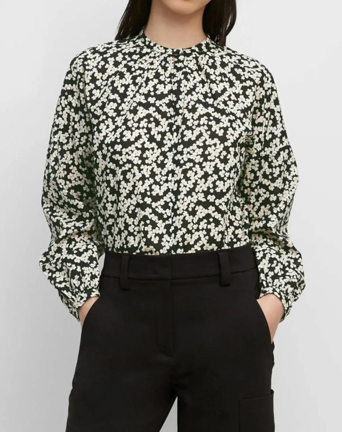 Marc O'Polo Tops Et Blouses|Blouse en Coton bio à fleurs noir/écru