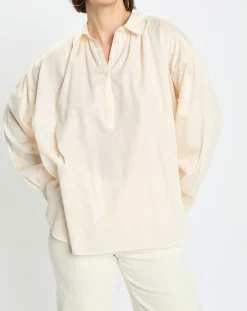 Marc O'Polo Tops Et Blouses|Blouse en Popeline col polo écrue