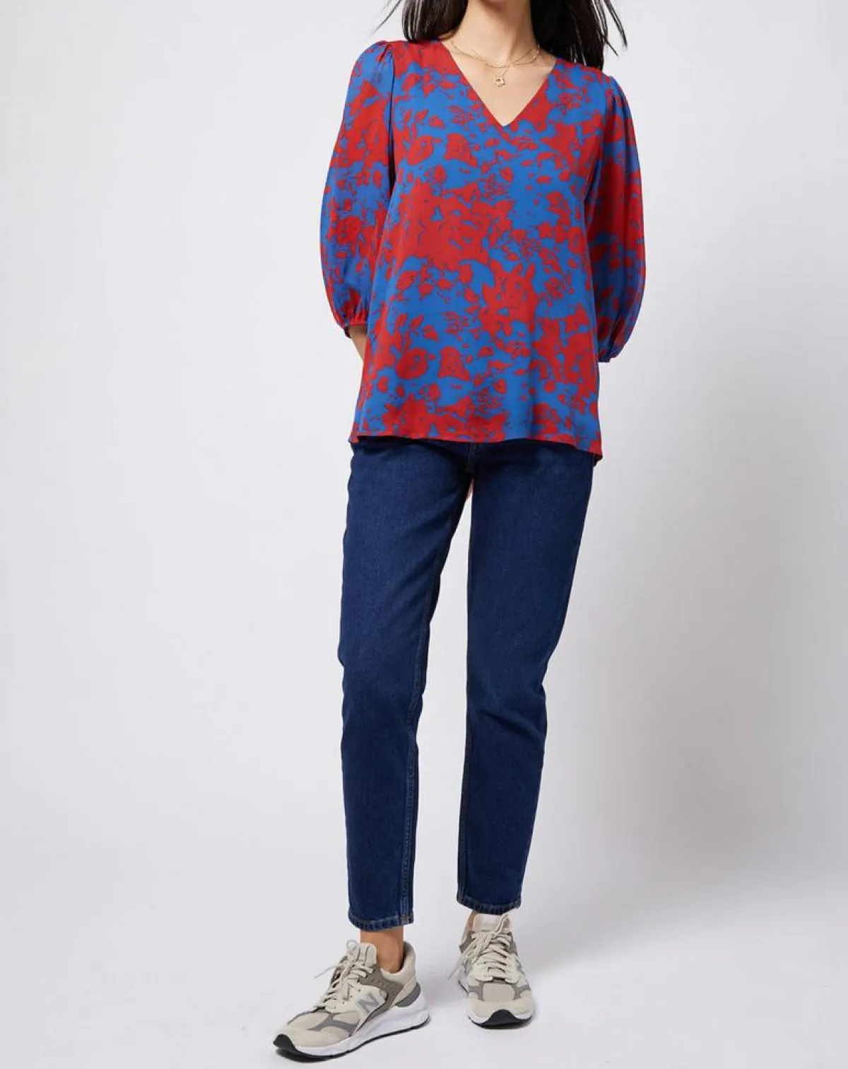 Esprit Tops Et Blouses|Blouse en voile imprimé fendue au dos rouge/bleu