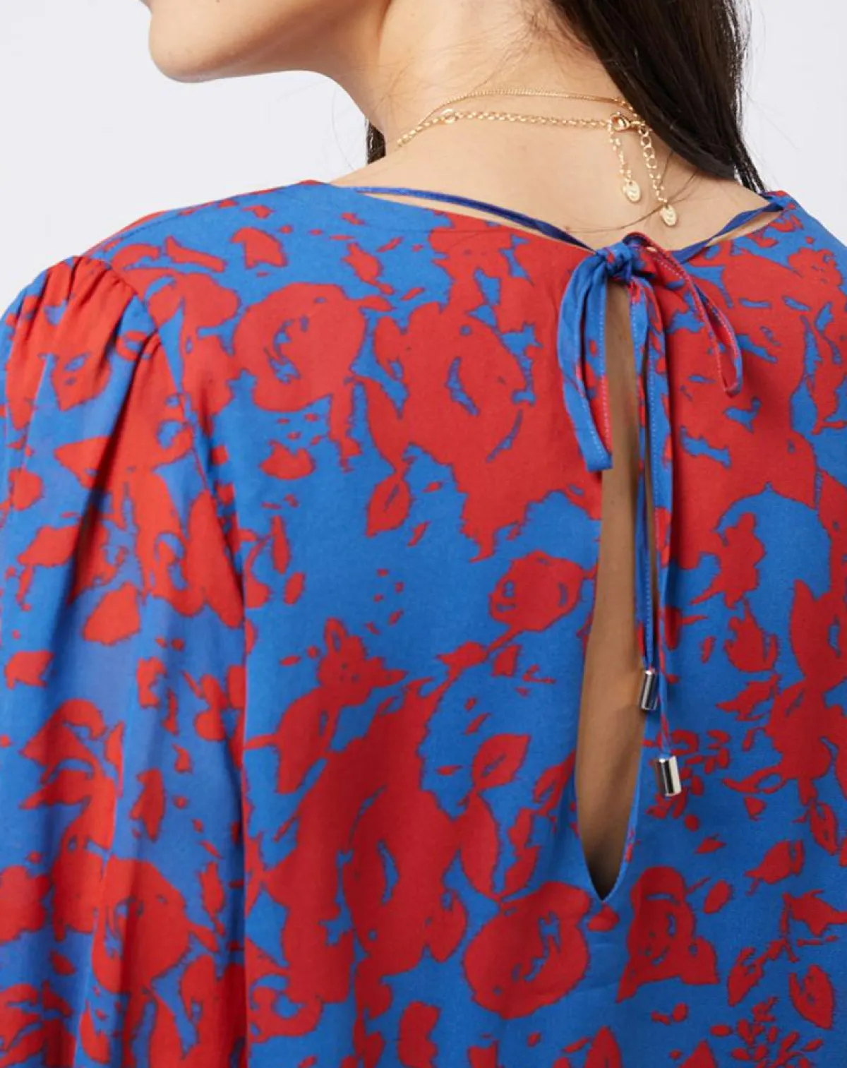 Esprit Tops Et Blouses|Blouse en voile imprimé fendue au dos rouge/bleu