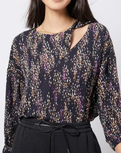 Esprit Tops Et Blouses|Blouse fluide à motif et découpe multicolore