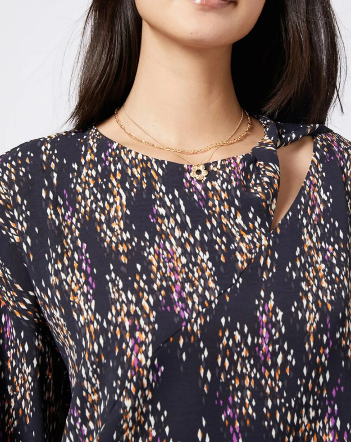 Esprit Tops Et Blouses|Blouse fluide à motif et découpe multicolore