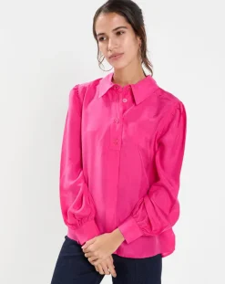 Jodhpur Chemises|Blouse fluide 100% Soie Panos rose fuschia