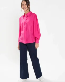 Jodhpur Chemises|Blouse fluide 100% Soie Panos rose fuschia