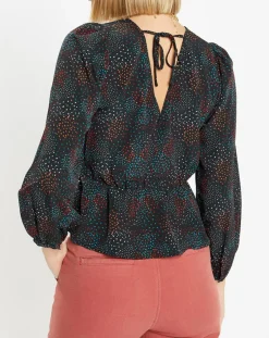 Galeries Lafayette Tops Et Blouses|Blouse fluide Gala imprimé noire