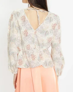 Galeries Lafayette Tops Et Blouses|Blouse fluide Gala imprimée beige clair