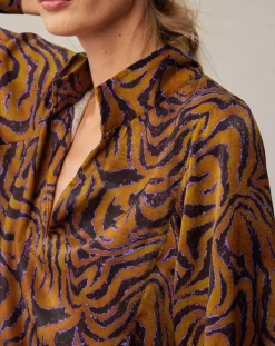 Lauren Vidal Tops Et Blouses|Blouse fluide Lizy imprimée ocre/violet