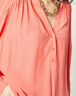Esprit Tops Et Blouses|Blouse fluide manches longues rose saumon