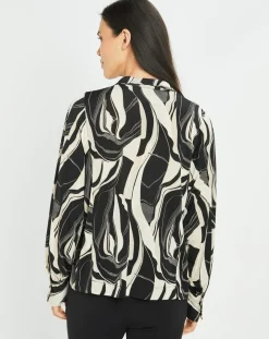 Lauren Vidal Tops Et Blouses|Blouse fluide Store imprimée rétro noir/écru