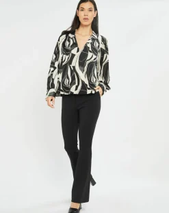 Lauren Vidal Tops Et Blouses|Blouse fluide Store imprimée rétro noir/écru