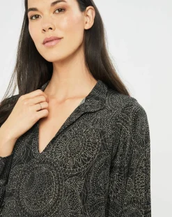 Lauren Vidal Tops Et Blouses|Blouse fluide Store imprimée rosace noire