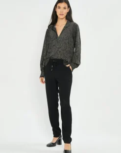 Lauren Vidal Tops Et Blouses|Blouse fluide Store imprimée rosace noire