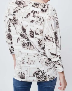 John Galliano Tops Et Blouses|Blouse imprimée blanc/beige