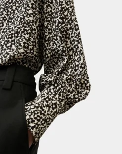 Marc O'Polo Tops Et Blouses|Blouse imprimée fleurs blanc/noir