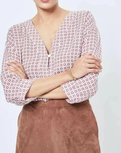 Esprit Tops Et Blouses|Blouse imprimée géométrique blanc/multicolore