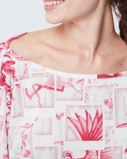 John Galliano Tops Et Blouses|Blouse imprimée rose/blanc