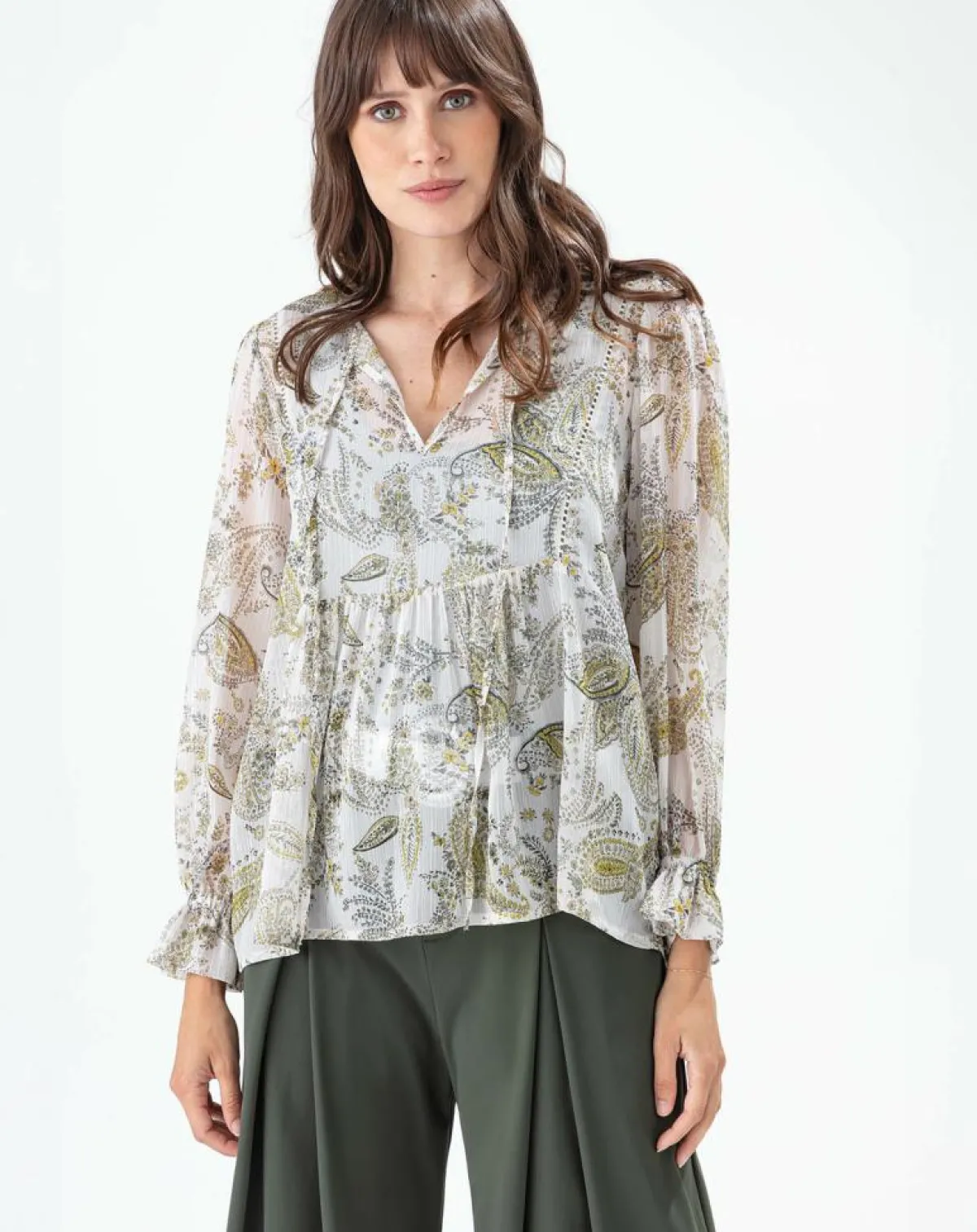 Indies Tops Et Blouses|Blouse Jhalak cachemire argente