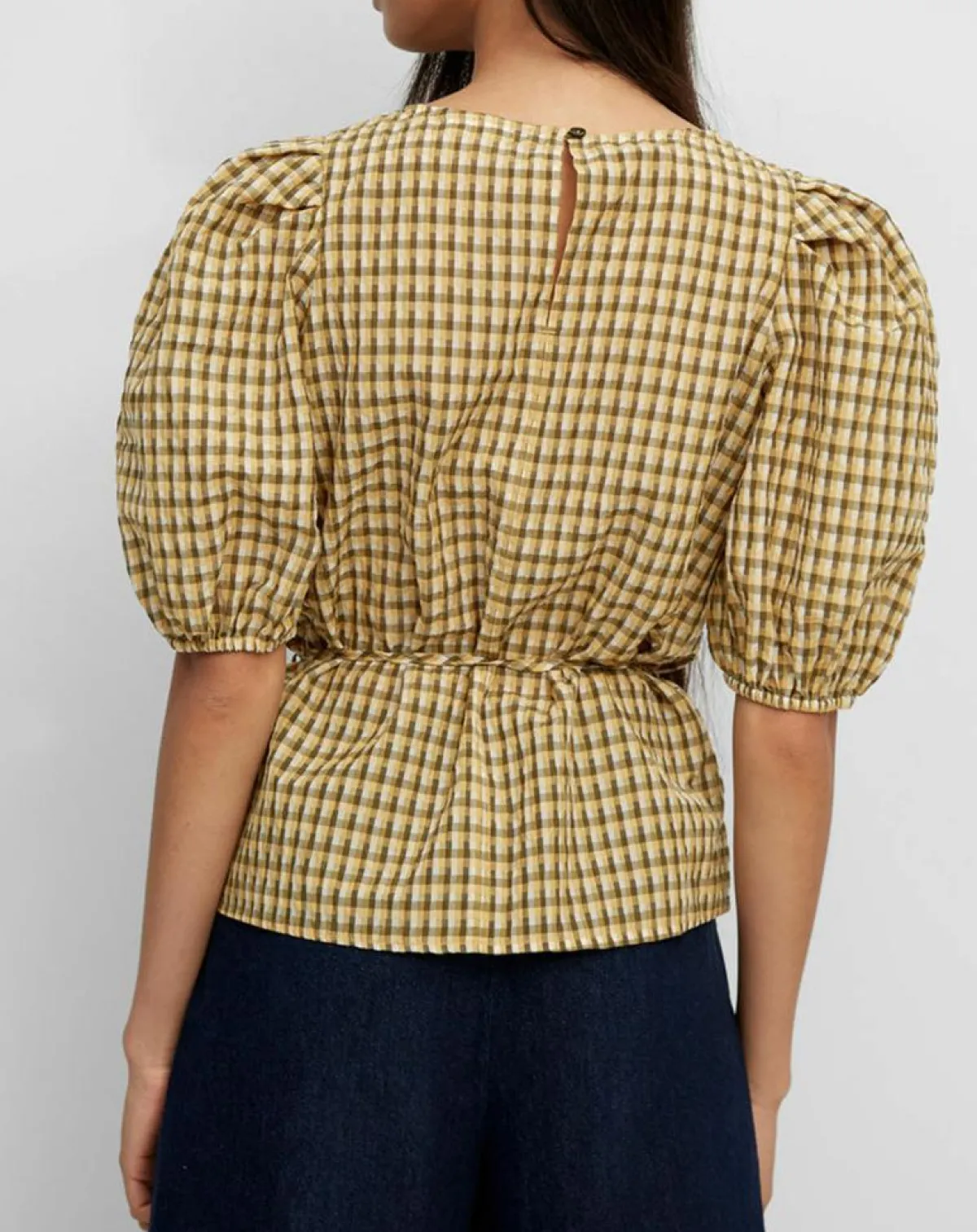 Marc O'Polo Tops Et Blouses|Blouse Kro en Coton mélangé gaufrée moutarde