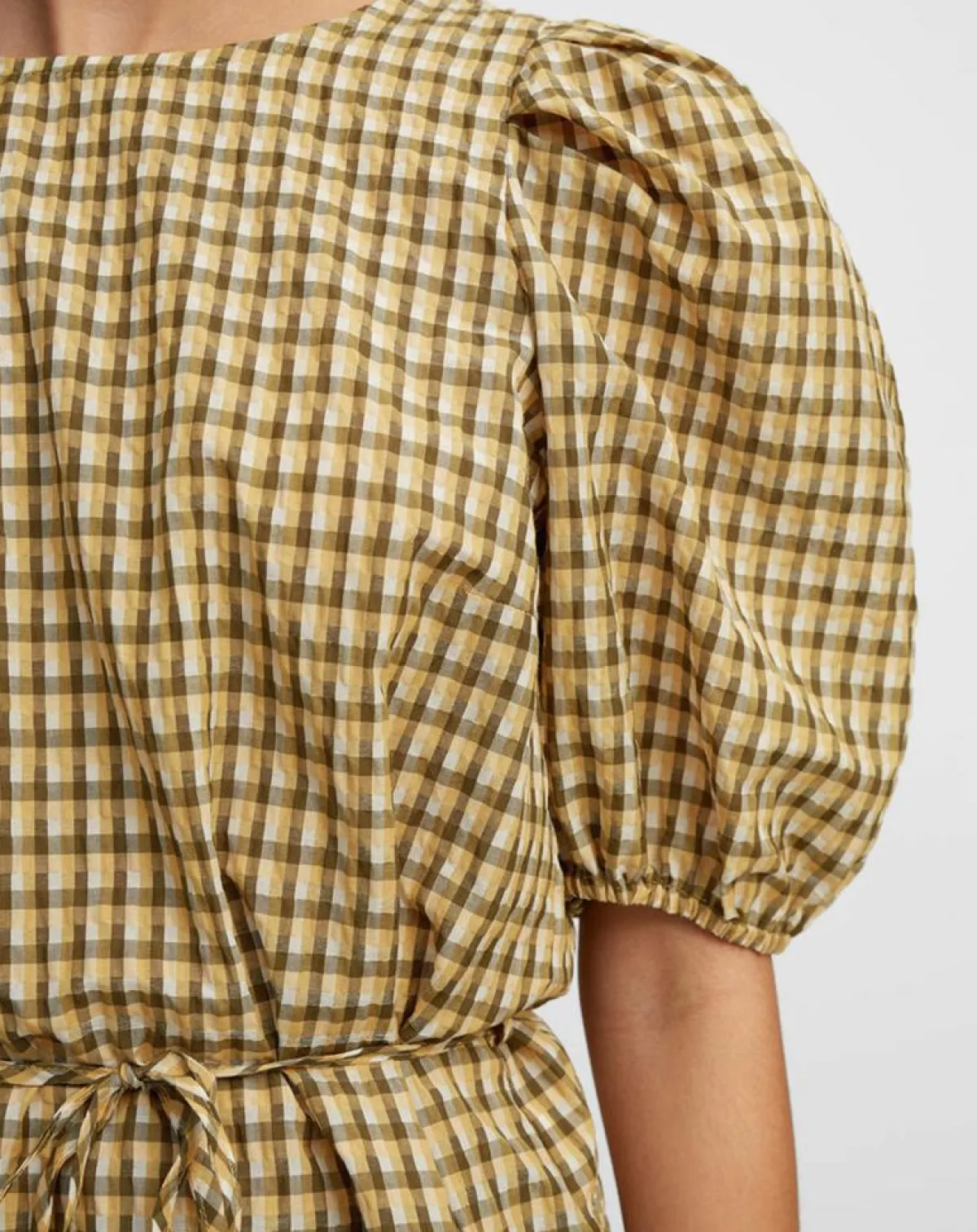 Marc O'Polo Tops Et Blouses|Blouse Kro en Coton mélangé gaufrée moutarde