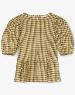 Marc O'Polo Tops Et Blouses|Blouse Kro en Coton mélangé gaufrée moutarde