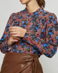 Suncoo Tops Et Blouses|Blouse Livia imprimée marron/bleu