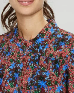 Suncoo Tops Et Blouses|Blouse Livia imprimée marron/bleu
