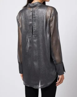 Esprit Tops Et Blouses|Blouse lurex 2 en 1 gris foncé