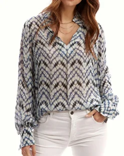 Lauren Vidal Tops Et Blouses|Blouse Mia indigo/écru
