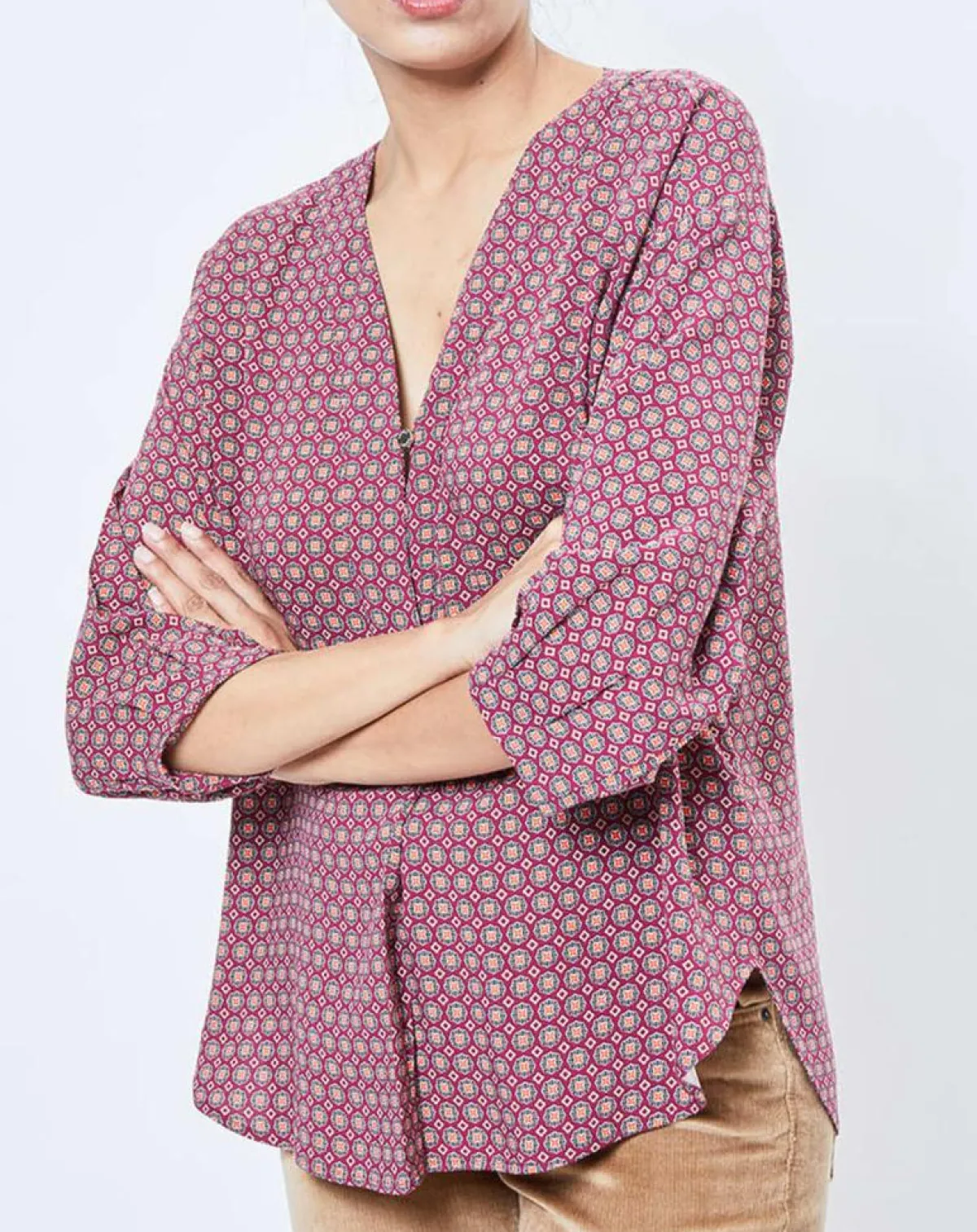 Esprit Tops Et Blouses|Blouse motif Géométrique rouge/multicolore