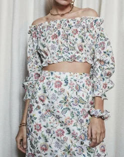 Maison Père Tops Et Blouses|Blouse épaules dénudées liberty imprimée multicolore