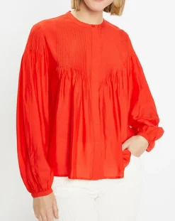 Galeries Lafayette Tops Et Blouses|Blouse plissée Gado rouge