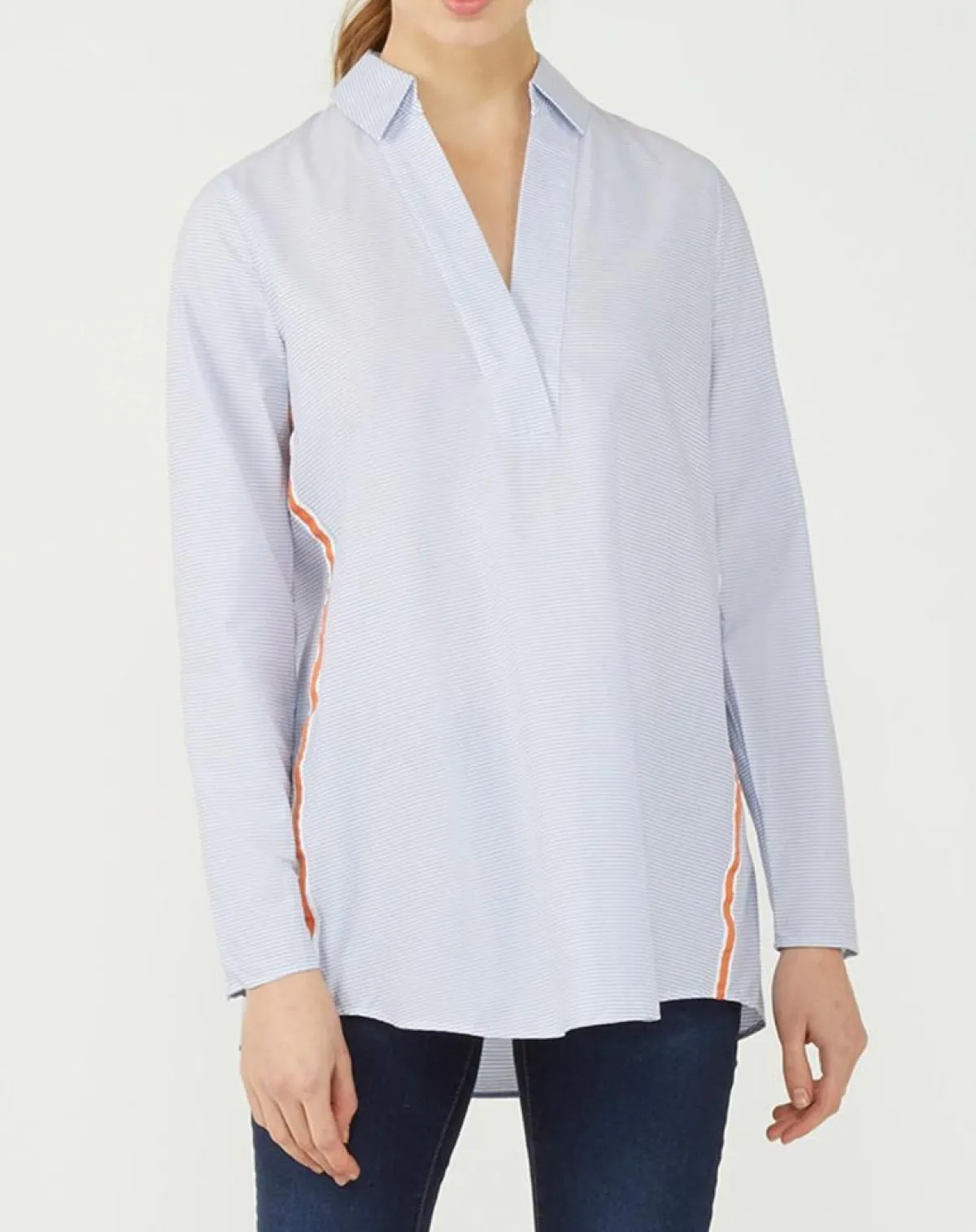 Marc O'Polo Tops Et Blouses|Blouse Popelin rayée bleue