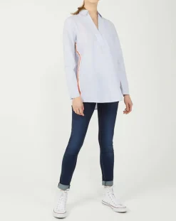 Marc O'Polo Tops Et Blouses|Blouse Popelin rayée bleue