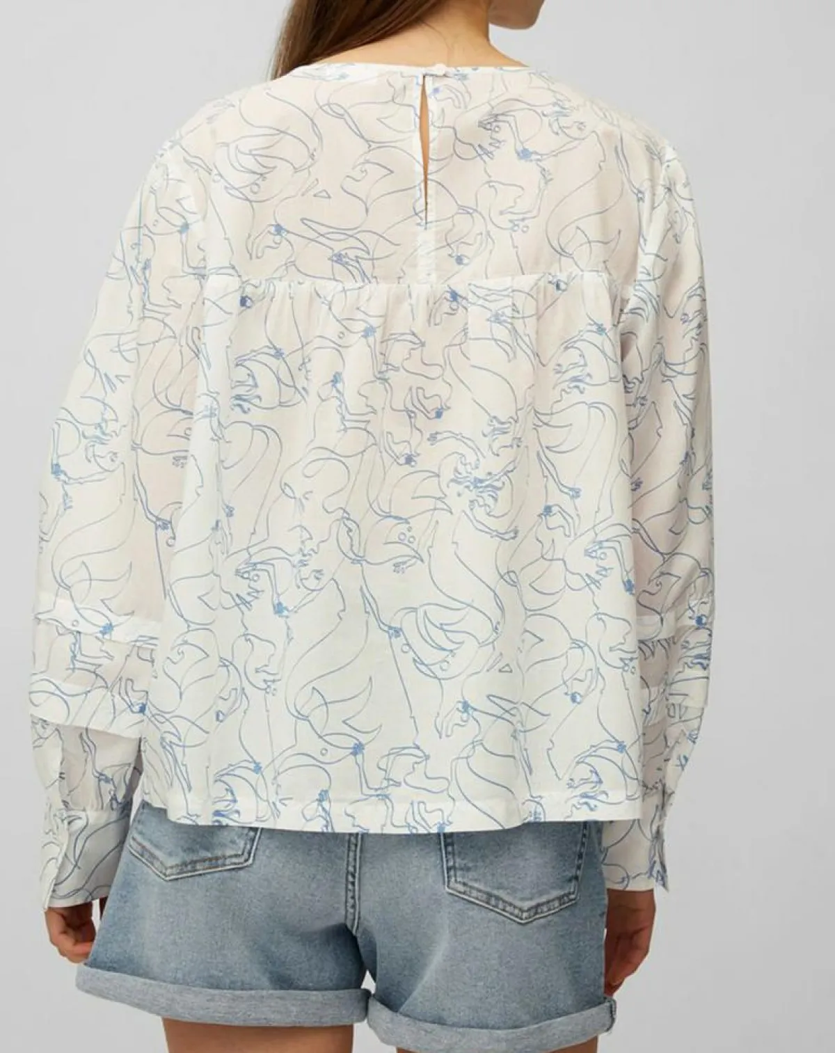 Marc O'Polo Tops Et Blouses|Blouse print sirène blanc/bleu
